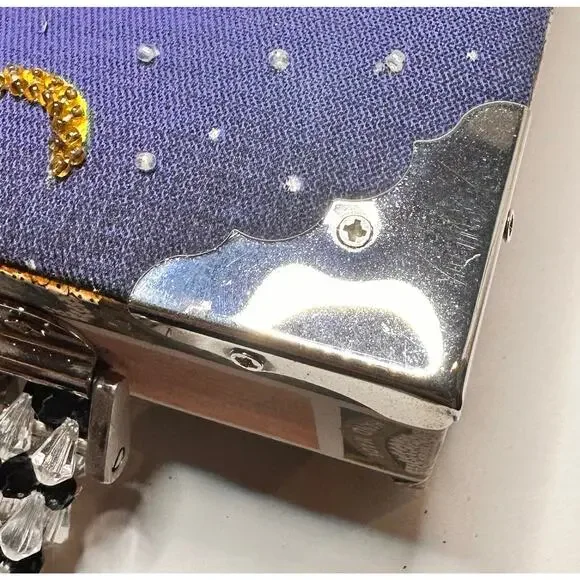 Vintage Imported Braciano Fine Cigars Beaded Box Case Purse Bag Night Skyline - Picture 12 of 16